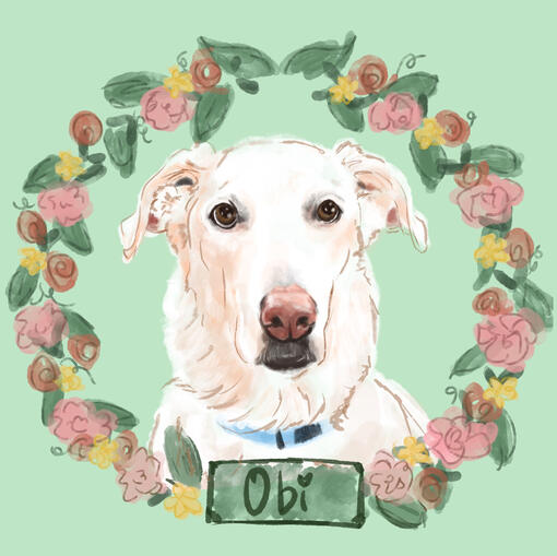 Obi Memorial Portrait in Watercolor and Ink