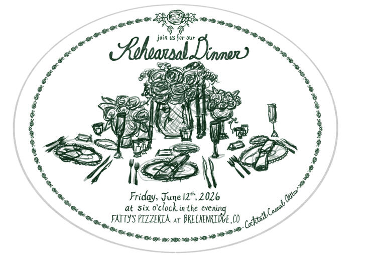 Rehearsal Dinner invitation - oval